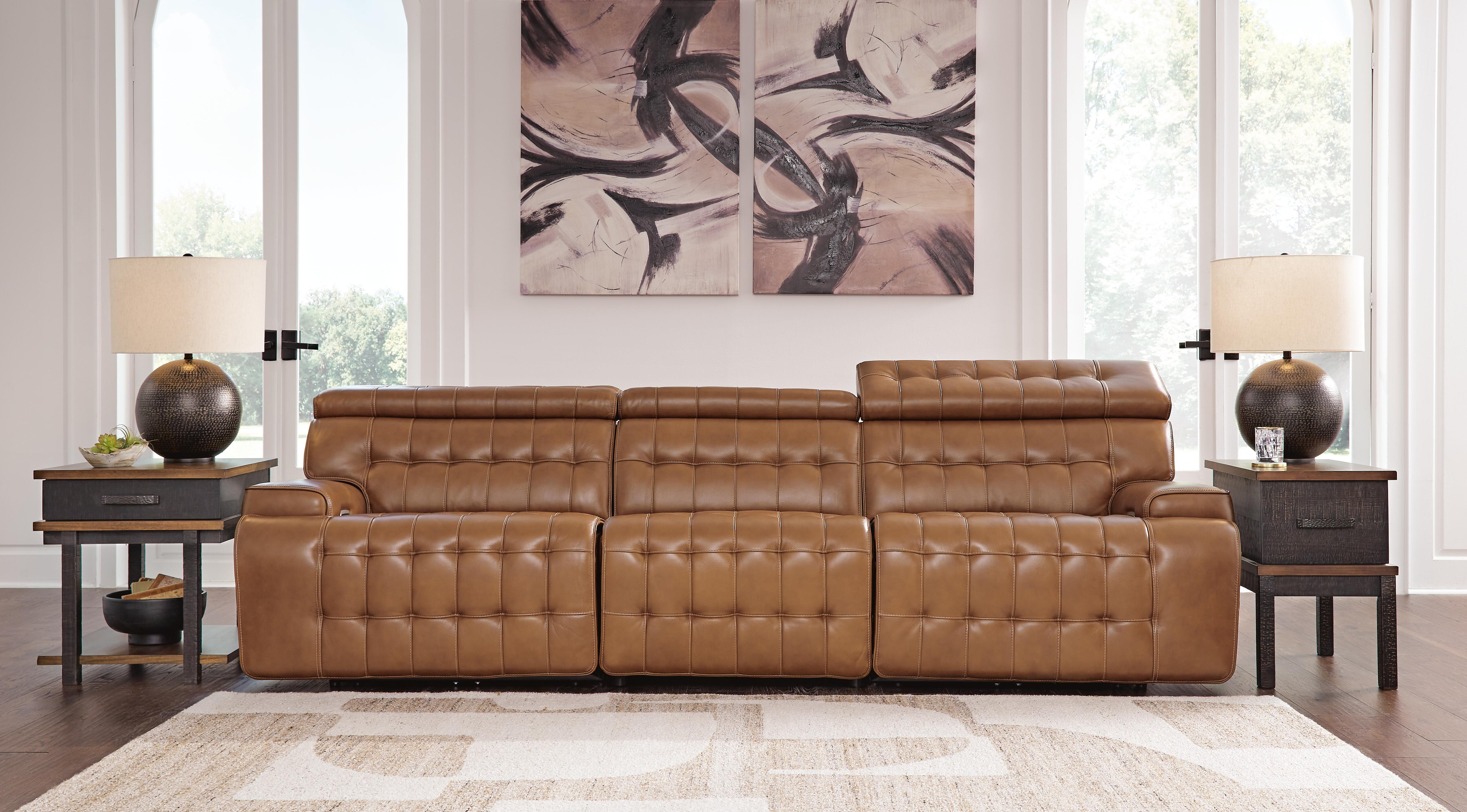 Temmpton 3-Piece Power Reclining Sectional Sofa in Chocolate Leather