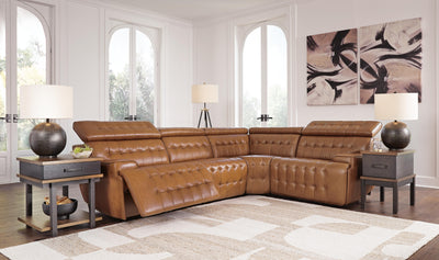 Temmpton 4-Piece Reclining Sectional in Chocolate Leather