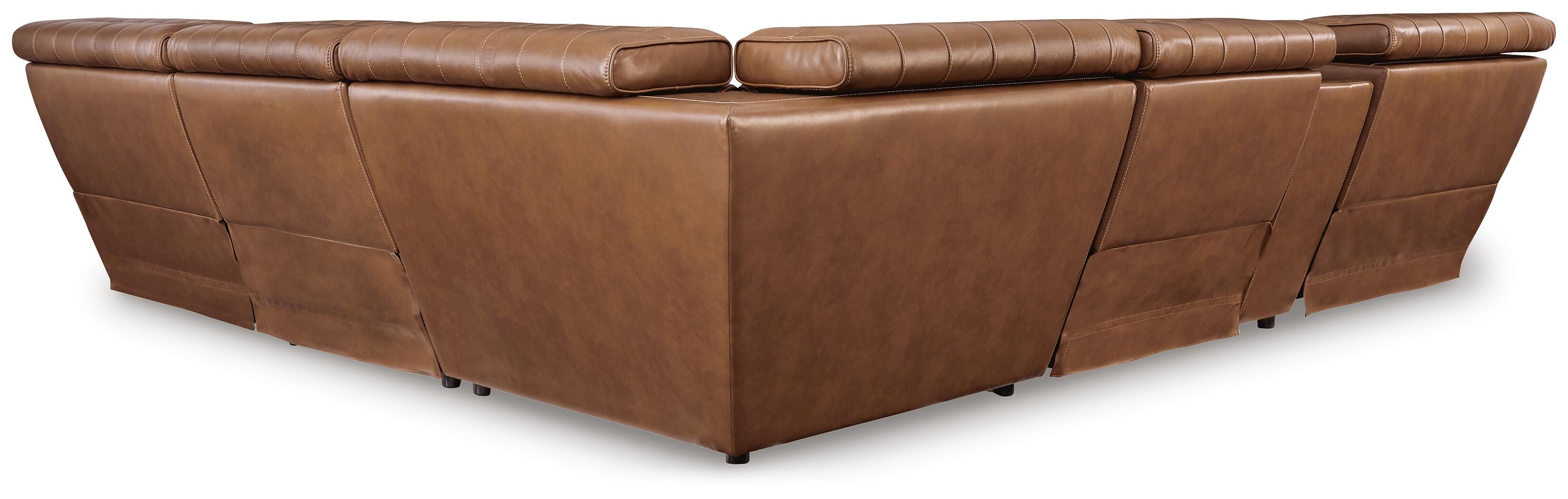 Temmpton 6-Piece Power Reclining Sectional in Chocolate Leather