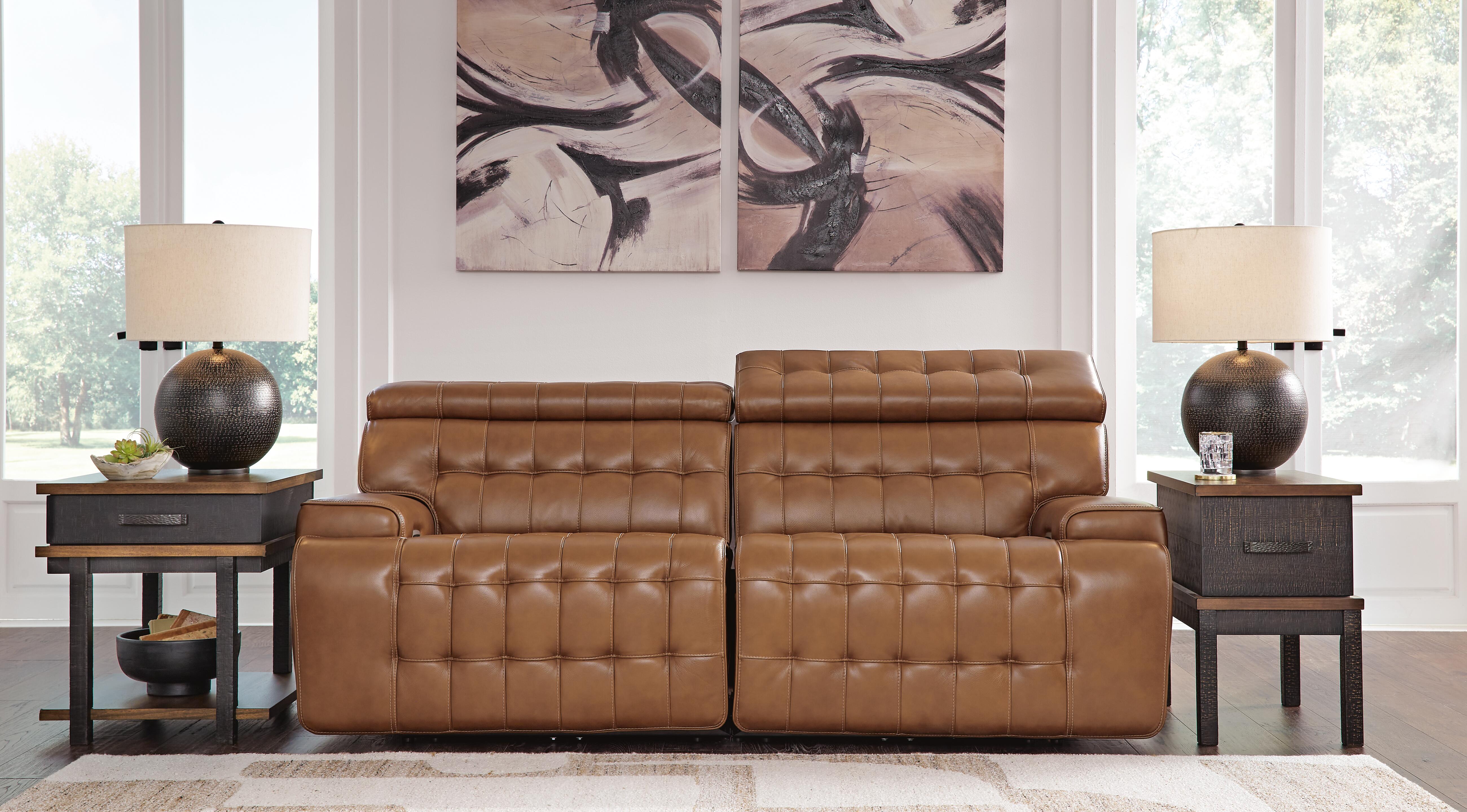 Temmpton 2-Piece Power Reclining Sectional Loveseat in Chocolate Leather