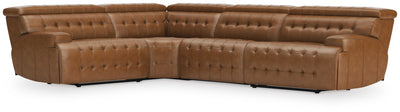 Temmpton 4-Piece Reclining Sectional in Chocolate Leather