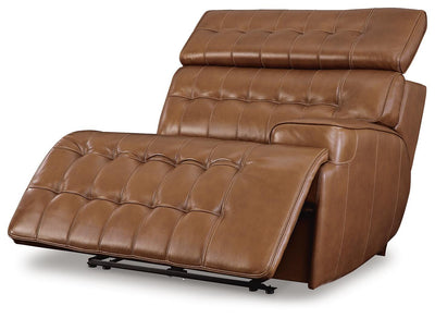Temmpton 4-Piece Reclining Sectional in Chocolate Leather