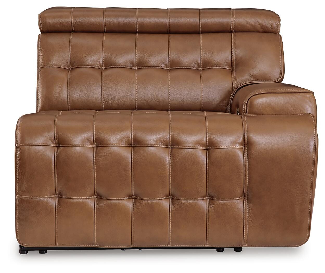 Temmpton 3-Piece Power Reclining Sectional Loveseat with Console in Chocolate Leather