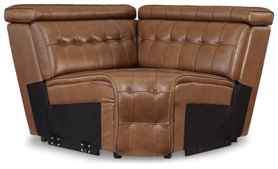 Temmpton 6-Piece Power Reclining Sectional in Chocolate Leather