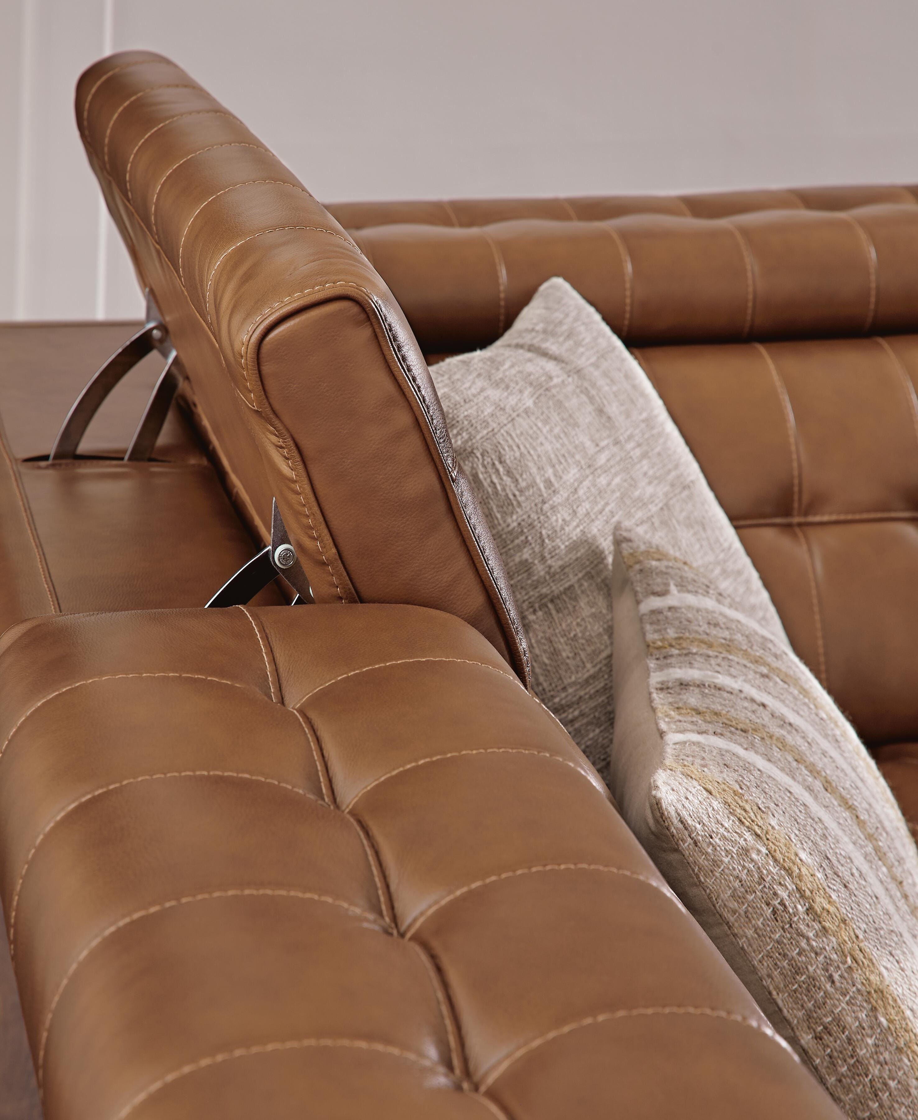 Temmpton 4-Piece Reclining Sectional in Chocolate Leather