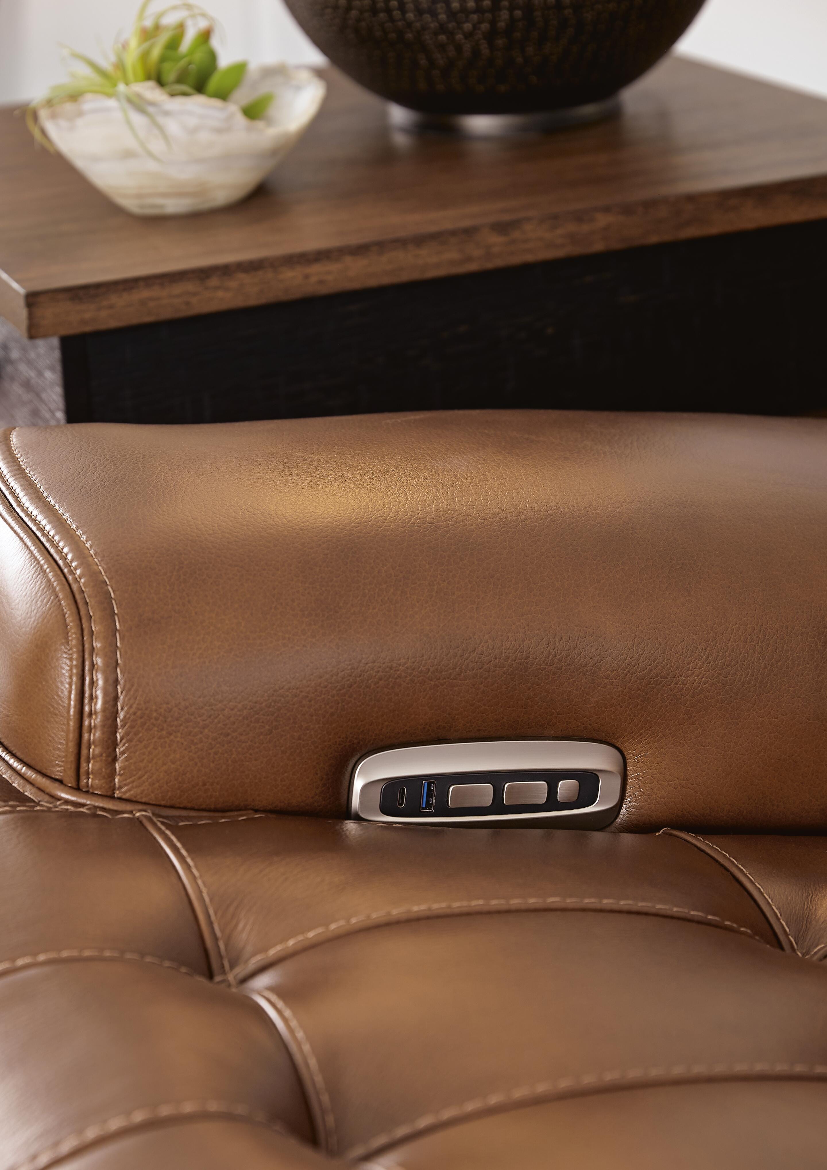 Temmpton 4-Piece Reclining Sectional in Chocolate Leather