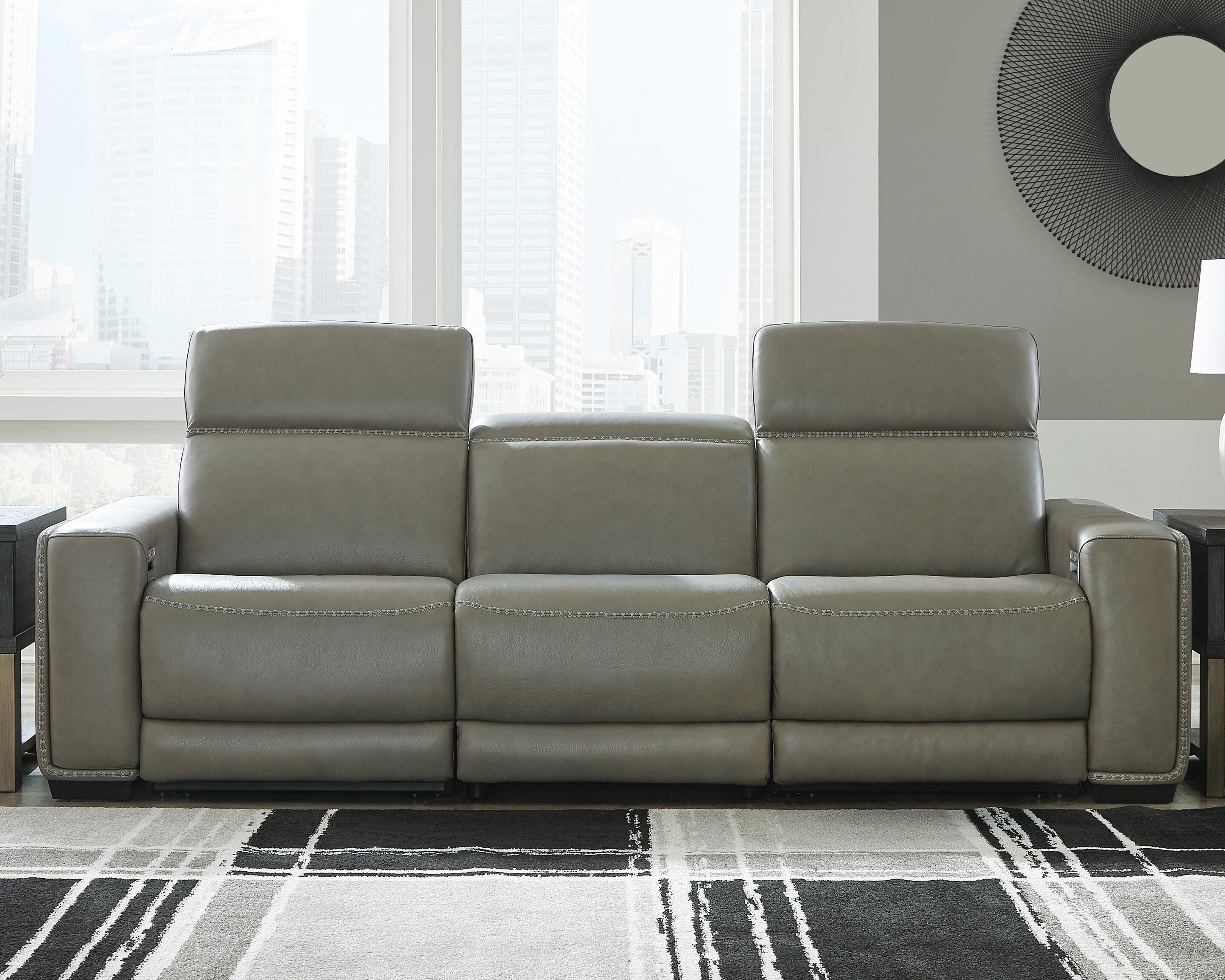 Correze 3-Piece Power Reclining Sectional Sofa in Gray Leather