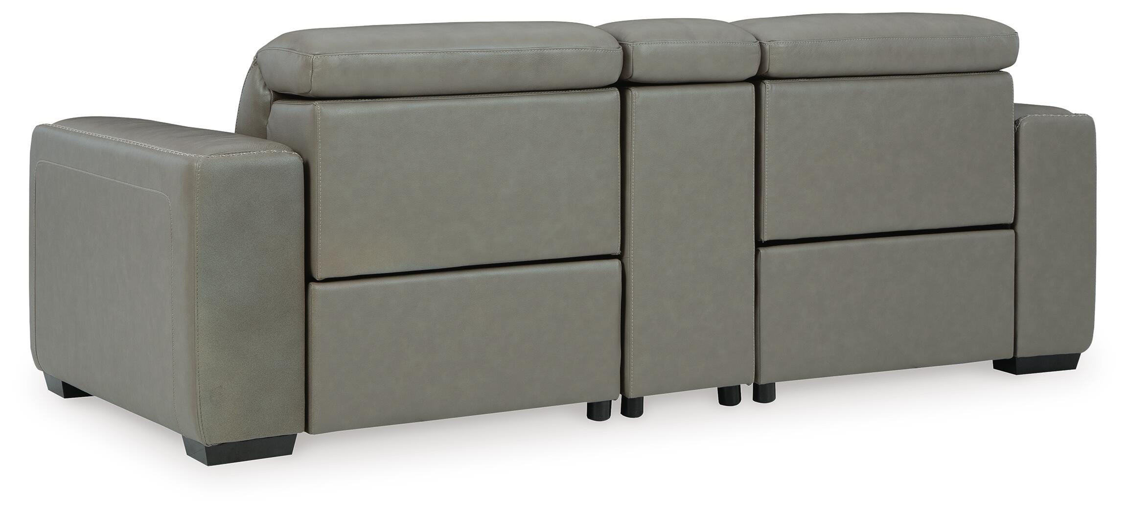 Correze 3-Piece Power Reclining Sectional Loveseat in Gray Leather