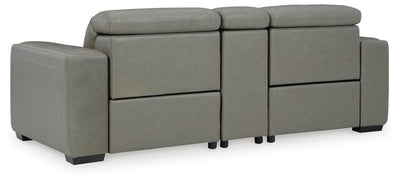 Correze 3-Piece Power Reclining Sectional Loveseat in Gray Leather