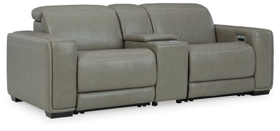 Correze 3-Piece Power Reclining Sectional Loveseat in Gray Leather