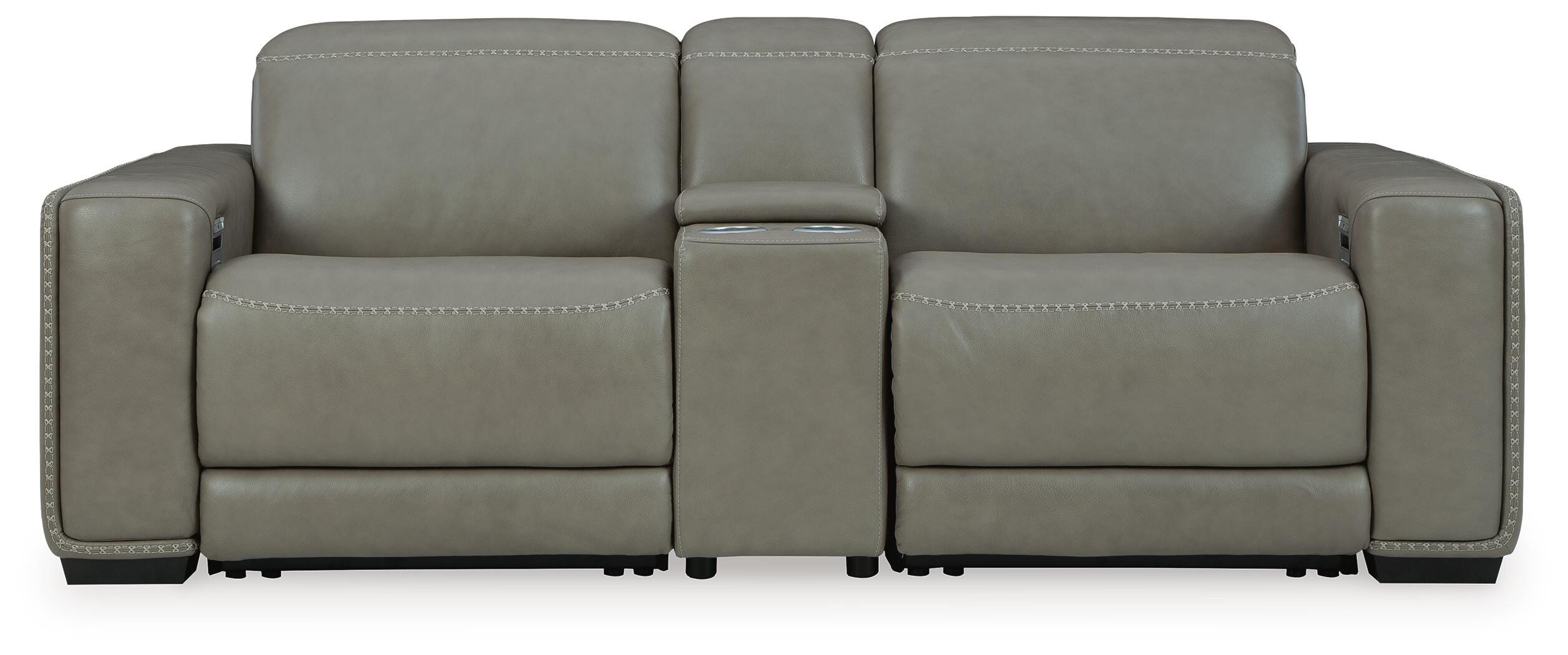 Correze 3-Piece Power Reclining Sectional Loveseat in Gray Leather