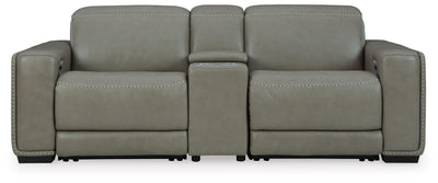 Correze 3-Piece Power Reclining Sectional Loveseat in Gray Leather