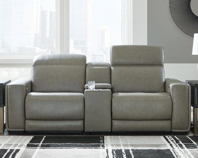 Correze 3-Piece Power Reclining Sectional Loveseat in Gray Leather