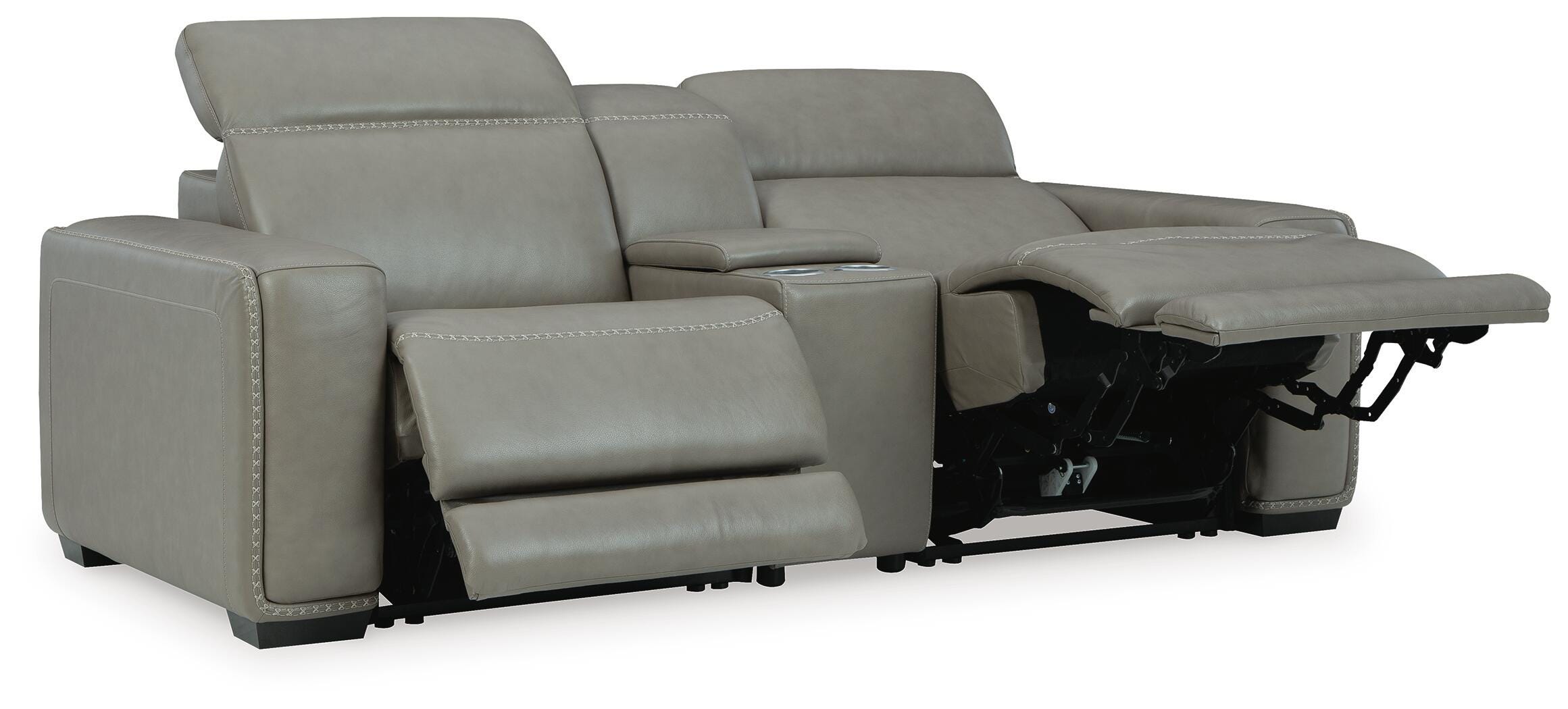 Correze 3-Piece Power Reclining Sectional Loveseat in Gray Leather