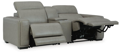 Correze 3-Piece Power Reclining Sectional Loveseat in Gray Leather