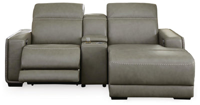 Correze 3-Piece Power Reclining Sectional with Chaise in Gray Leather