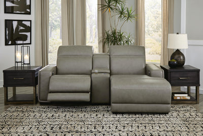 Correze 3-Piece Power Reclining Sectional with Chaise in Gray Leather