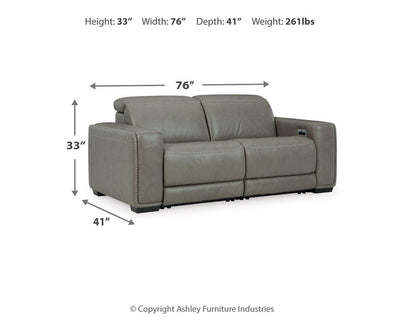 Correze 2-Piece Power Reclining Sectional in Gray Leather