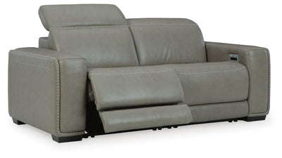 Correze 2-Piece Power Reclining Sectional in Gray Leather