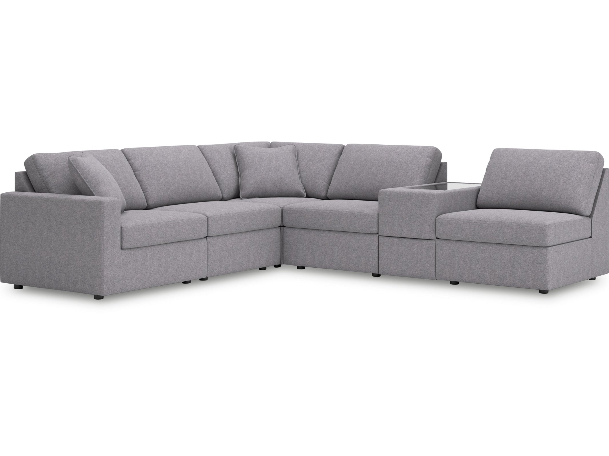 Modmax 6-Piece Sectional with Storage Console in Granite Performance Fabric and Next-Gen Nuvella
