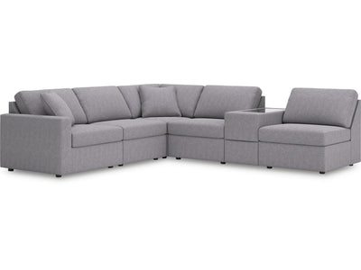 Modmax 6-Piece Sectional with Storage Console in Granite Performance Fabric and Next-Gen Nuvella